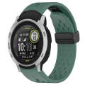 For Garmin Instinct 22mm Folding Buckle Hole Silicone Watch Band(Dark Green)