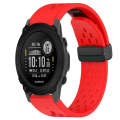 For Garmin Descent G1 22mm Folding Buckle Hole Silicone Watch Band(Red)