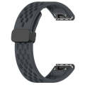For Garmin MARQ Athlete 22mm Folding Buckle Hole Silicone Watch Band(Dark Gray)
