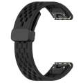 For Garmin MARQ Athlete 22mm Folding Buckle Hole Silicone Watch Band(Black)