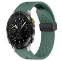 For Garmin MARQ Athlete 22mm Folding Buckle Hole Silicone Watch Band(Dark Green)