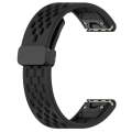 For Garmin MARQ Golfer 22mm Folding Buckle Hole Silicone Watch Band(Black)