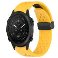 For Garmin MARQ Golfer 22mm Folding Buckle Hole Silicone Watch Band(Yellow)