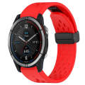 For Garmin Quatix 7 22mm Folding Buckle Hole Silicone Watch Band(Red)