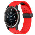 For Garmin Quatix 7 Pro 22mm Folding Buckle Hole Silicone Watch Band(Red)