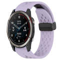 For Garmin Quatix 7 Pro 22mm Folding Buckle Hole Silicone Watch Band(Purple)