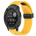 For Garmin Instinct 2X Solar 26mm Folding Buckle Hole Silicone Watch Band(Yellow)