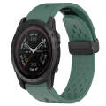 For Garmin Tactix 7 Pro 26mm Folding Buckle Hole Silicone Watch Band(Dark Green)