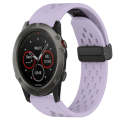 For Garmin Fenix 5X Sapphire 26mm Folding Buckle Hole Silicone Watch Band(Purple)