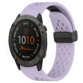 For Garmin Fenix 6X 26mm Folding Buckle Hole Silicone Watch Band(Purple)