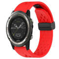 For Garmin D2 Charlie 26mm Folding Buckle Hole Silicone Watch Band(Red)