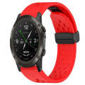 For Garmin D2 Delta PX 26mm Folding Buckle Hole Silicone Watch Band(Red)