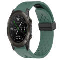 For Garmin D2 Delta PX 26mm Folding Buckle Hole Silicone Watch Band(Dark Green)