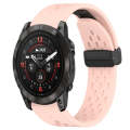 For Garmin Epix Pro 51mm 26mm Folding Buckle Hole Silicone Watch Band(Pink)