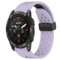 For Garmin Epix Pro 51mm 26mm Folding Buckle Hole Silicone Watch Band(Purple)