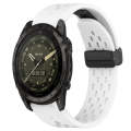 For Garmin Tactix 7 AMOLED 26mm Folding Buckle Hole Silicone Watch Band(White)