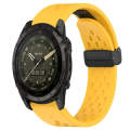 For Garmin Tactix 7 AMOLED 26mm Folding Buckle Hole Silicone Watch Band(Yellow)