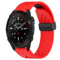 For Garmin Descent Mk3i 51mm 26mm Folding Buckle Hole Silicone Watch Band(Red)