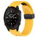 For Garmin Descent Mk3i 51mm 26mm Folding Buckle Hole Silicone Watch Band(Yellow)