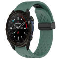 For Garmin Descent Mk3i 51mm 26mm Folding Buckle Hole Silicone Watch Band(Dark Green)