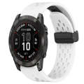 For Garmin Fenix 7X 26mm Folding Buckle Hole Silicone Watch Band(White)