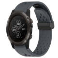For Garmin Fenix 5X Plus 26mm Folding Buckle Hole Silicone Watch Band(Dark Gray)