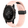 For Garmin Fenix 5X Plus 26mm Folding Buckle Hole Silicone Watch Band(Pink)