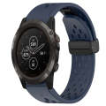 For Garmin Fenix 5X Plus 26mm Folding Buckle Hole Silicone Watch Band(Midnight Blue)