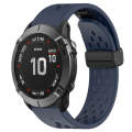 For Garmin Fenix 6X Pro 26mm Folding Buckle Hole Silicone Watch Band(Midnight Blue)