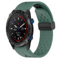 For Garmin Descent MK 2i 26mm Folding Buckle Hole Silicone Watch Band(Dark Green)