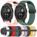 For Garmin Fenix 6X Pro 26mm Folding Buckle Hole Silicone Watch Band(Dark Green)