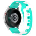 For Samsung Galaxy Watch3 41mm 20mm Double Color Silicone Watch Band(Cyan+White)