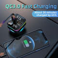 C37 Car QC3.0 20W Fast Charger LED Backlit Atmosphere Light MP3 Player Bluetooth FM Transmitter