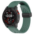 For Garmin Epix Pro 51mm Quick Release Holes Magnetic Buckle Silicone Watch Band(Dark Green)
