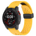 For Garmin Fenix 7X Pro Quick Release Holes Magnetic Buckle Silicone Watch Band(Yellow)