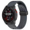 For Garmin Fenix 6X GPS / 6X Pro Quick Release Holes Magnetic Buckle Silicone Watch Band(Dark Gray)