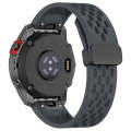 For Garmin Fenix 6X Sapphire GPS Quick Release Holes Magnetic Buckle Silicone Watch Band(Dark Gray)