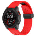 For Garmin D2 Bravo / Quaitx 3 Quick Release Holes Magnetic Buckle Silicone Watch Band(Red)