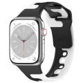 For Apple Watch 9 41mm Double Color Silicone Watch Band(Black+White)