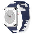 For Apple Watch SE 2023 44mm Double Color Silicone Watch Band(Blue+White)