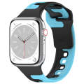 For Apple Watch Ultra 49mm Double Color Silicone Watch Band(Black+Blue)