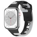 For Apple Watch 8 45mm Double Color Silicone Watch Band(Black+Grey)
