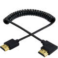 JUNSUNMAY 4K 60Hz HDMI Male to Male HDMI 2.0V Elbow Head Spring Cable, Length:1.2m(Down)