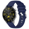 For Huawei Watch GT4 46mm 22mm Liquid Glossy Silver Buckle Silicone Watch Band(Dark Blue)