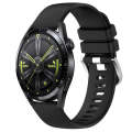 For Huawei Watch GT3 42mm 20mm Liquid Glossy Silver Buckle Silicone Watch Band(Black)