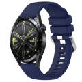 For Huawei Watch GT3 42mm 20mm Liquid Glossy Silver Buckle Silicone Watch Band(Dark Blue)