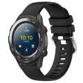 For Huawei Watch 2 20mm Liquid Glossy Silver Buckle Silicone Watch Band(Black)