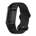 For Fitbit Charge 6 Solid Color Butterfly Buckle Silicone Watch Band, Size:L Size(Black)