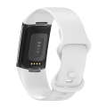 For Fitbit Charge 6 Solid Color Butterfly Buckle Silicone Watch Band, Size:L Size(White)