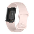 For Fitbit Charge 6 Solid Color Butterfly Buckle Silicone Watch Band, Size:L Size(Light Pink)